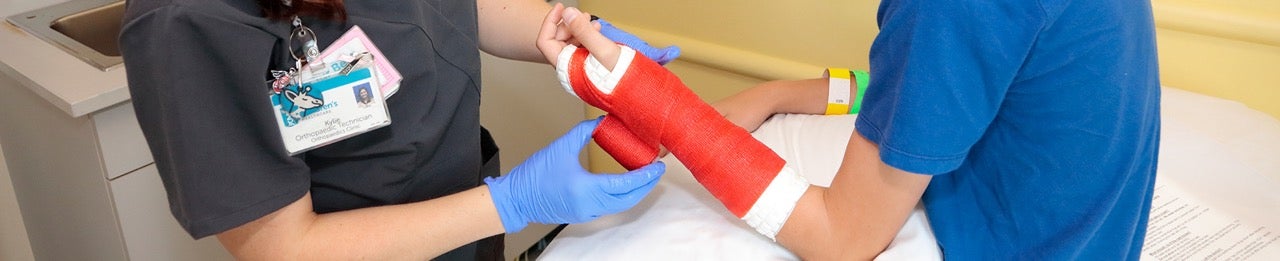 A red cast is applied