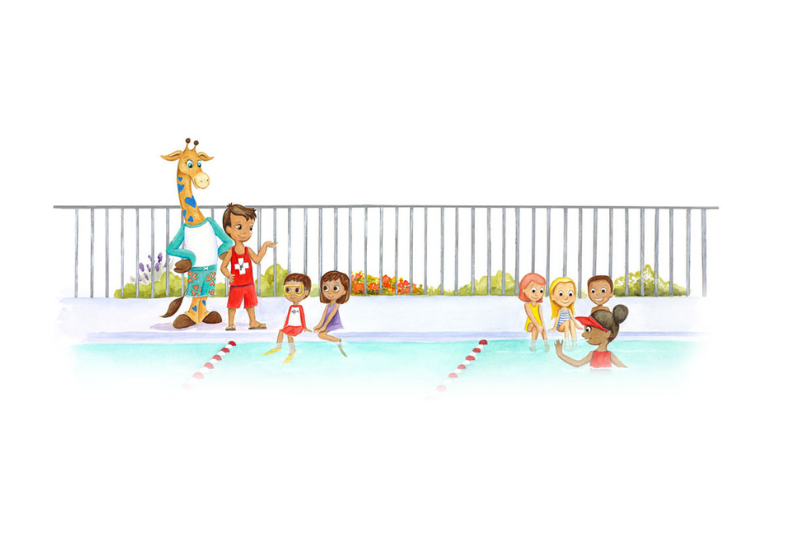 George the Giraffe teaches kids to be safe around water