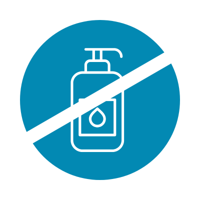 A line drawing of a lotion bottle with a line through it