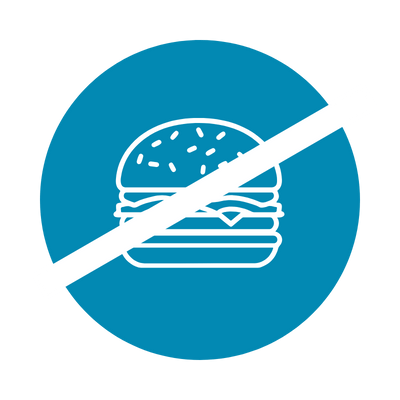 A line drawing of a burger with a line drawn through it