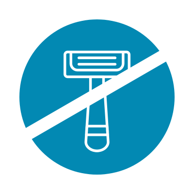 A line drawing of a razor blade with a line through it