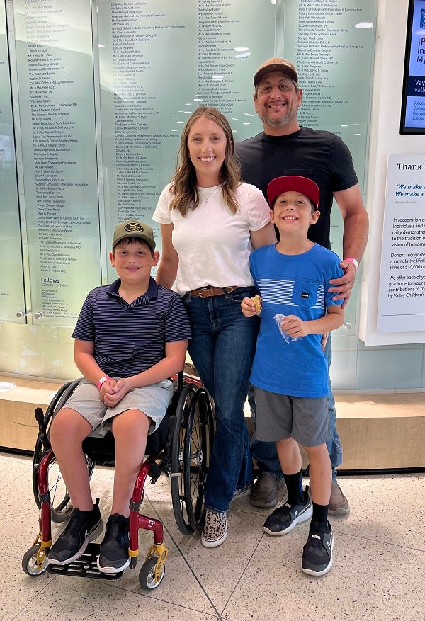 Luke smiles with his family