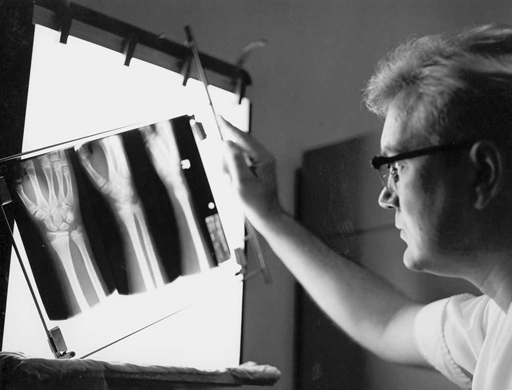 A Valley Children's physician examines an X-ray.