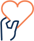 A hand holding a cutout of a heart